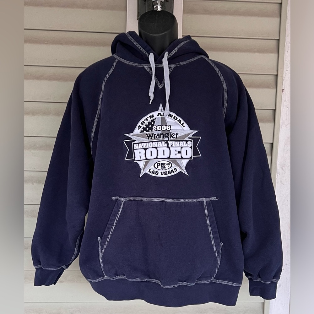 Wrangler VTG 2006 National Finals Rodeo (NFR) Hoodie Mens Sz XL Navy Embroidered
